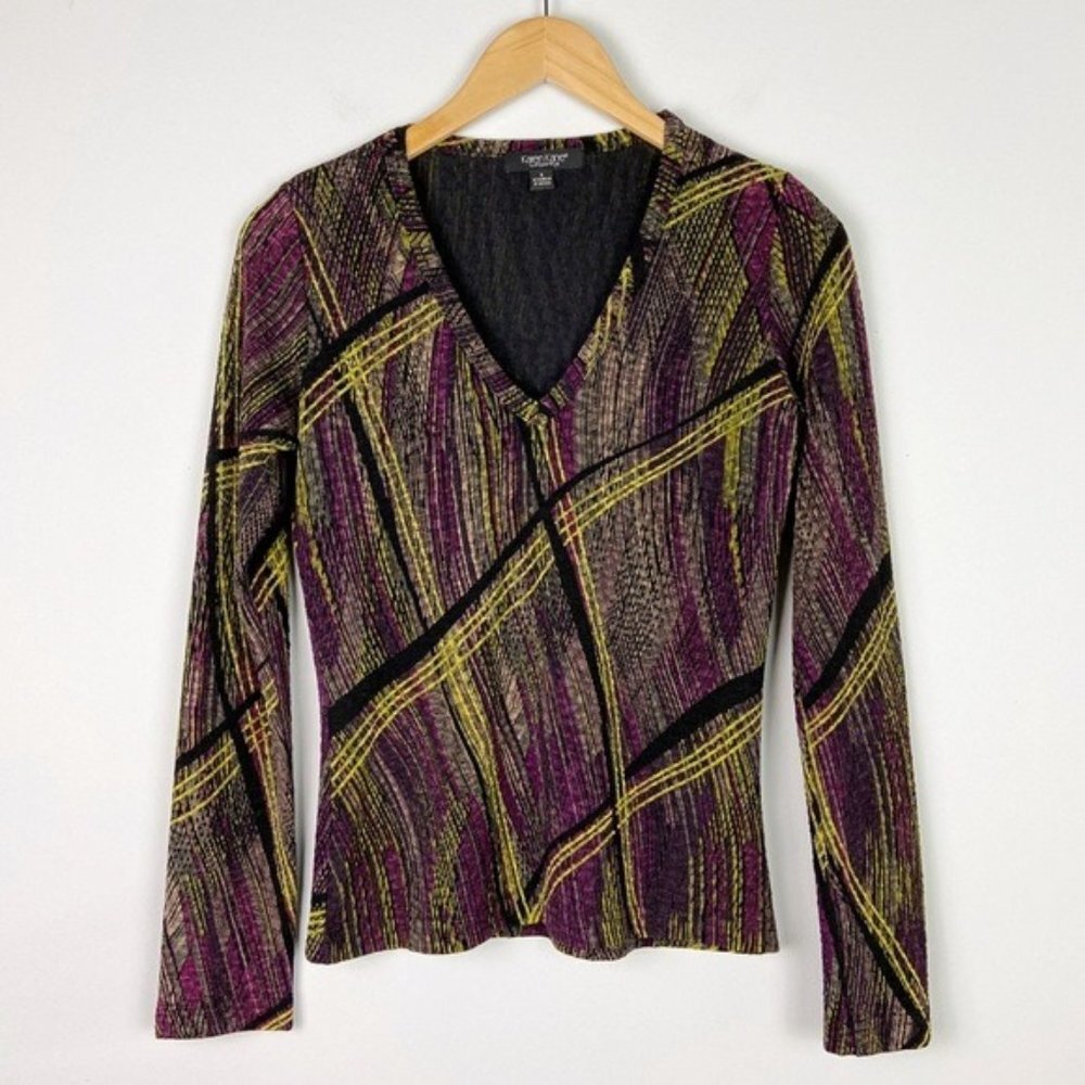 Vintage 90's Purple & Black Brush Stroke Textured Top